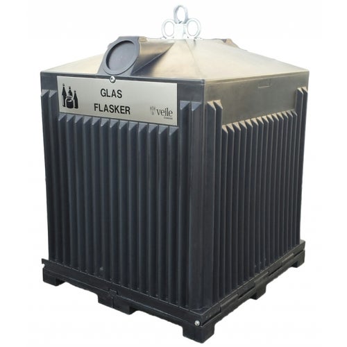 Genbrugscontainer i plast på 1200 liter til indsamling af glas