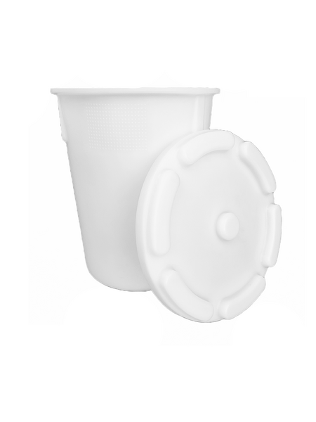 Cylindrisk konisk beholder med løst låg