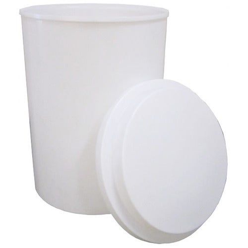 Cylindrisk beholder med løst låg